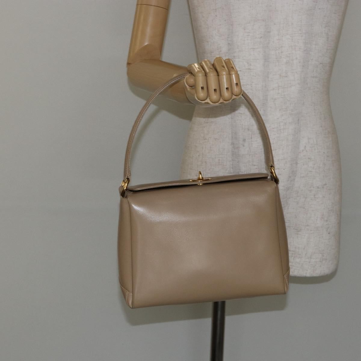 Gucci GUCCI Shoulder Bag Leather Beige Gold Authentic ep11343