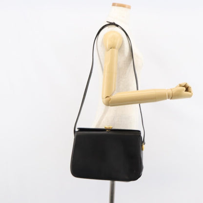 Gucci GUCCI Shoulder Bag Leather Black Gold Authentic 155306