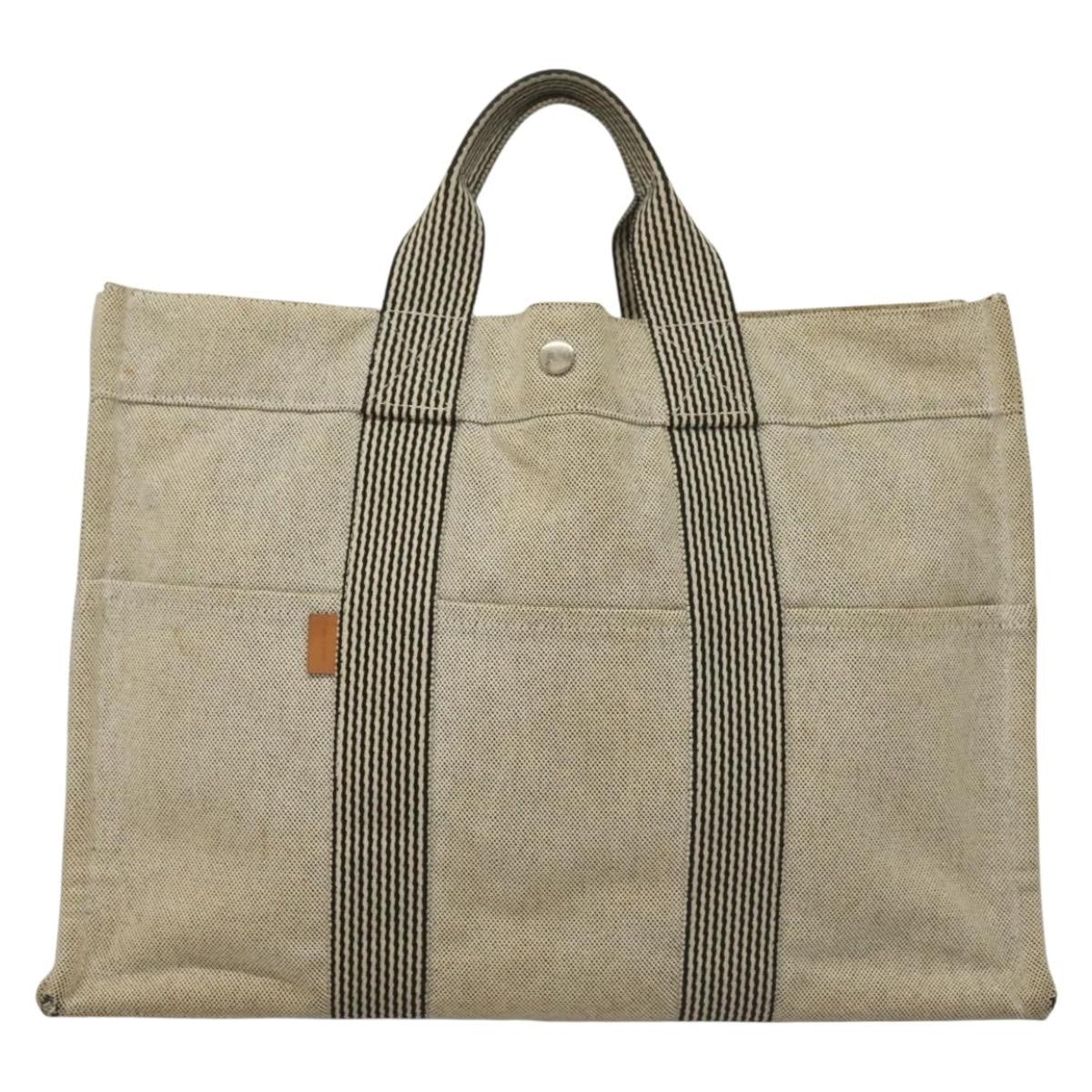 Hermès Hermès HERMES Fourre Tout MM Hand Bag Canvas Gray Silver Authentic 133159