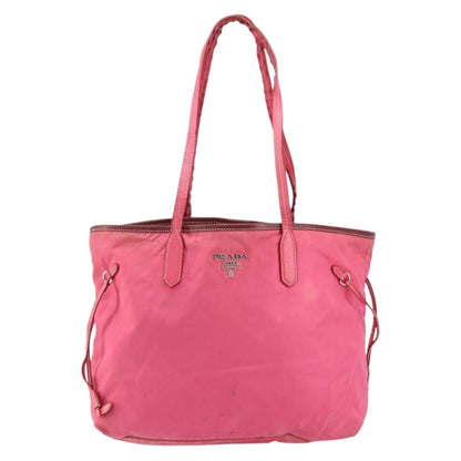 Prada PRADA Tote Bag Nylon Pink Silver Authentic 151499