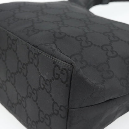 Gucci GUCCI GG Canvas Shoulder Bag Nylon Black Silver 01 3386 Authentic 178845