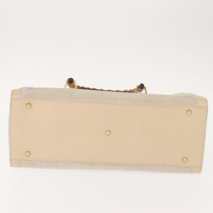 Gucci GUCCI Bamboo Hand Bag Suede Light Beige Gold 002 2853 0260 0 Authentic am9506