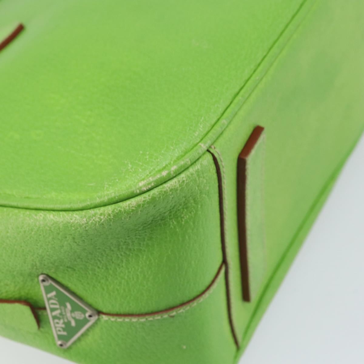 Prada PRADA Hand Bag Leather Silver Light green Authentic 172031