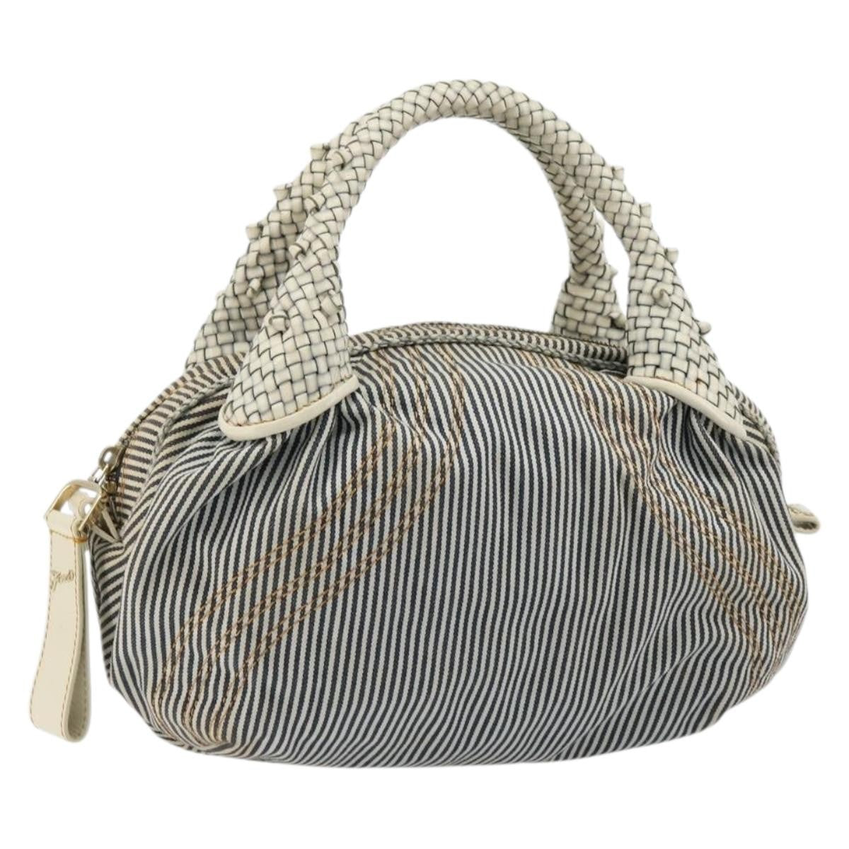 Fendi FENDI Spy Hand Bag Canvas Navy Gold Authentic bs35147A