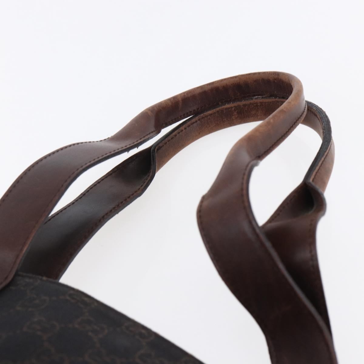 Gucci GUCCI GG Canvas Hand Bag Dark Brown Gold 73983 Authentic 151009