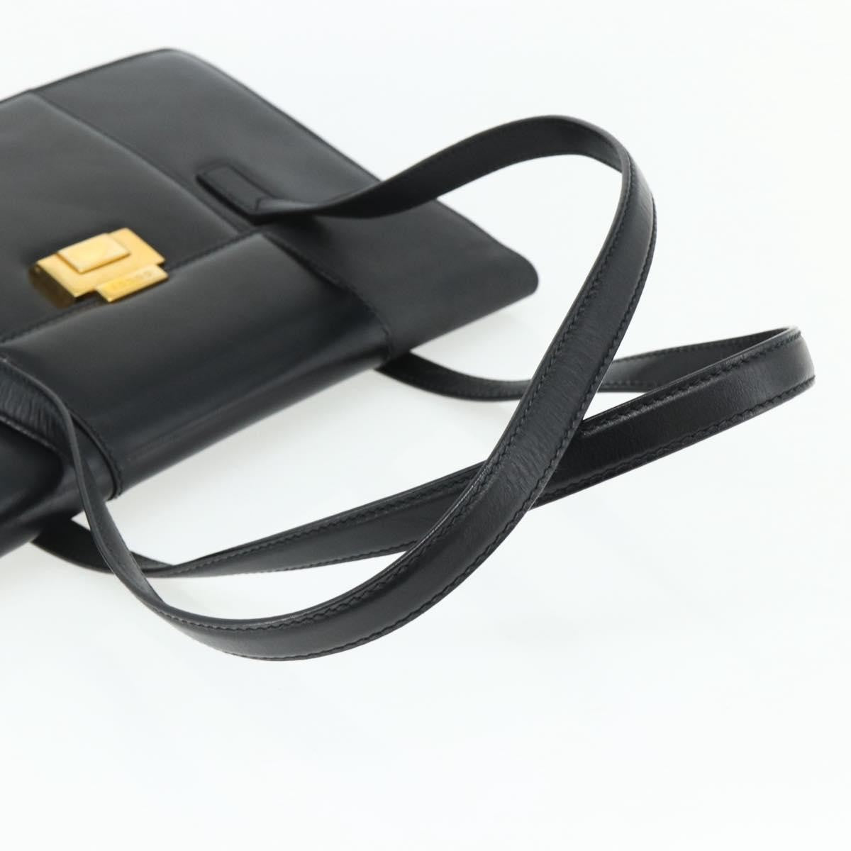 Gucci GUCCI Tote Bag Leather Black Gold Authentic 176030