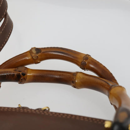 Gucci GUCCI Bamboo Hand Bag Leather 2way Brown Gold 000 2865 0290 Authentic 151596