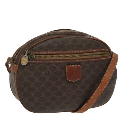 Celine CELINE Macadam Canvas Shoulder Bag PVC Leather Brown Gold Authentic bs19763
