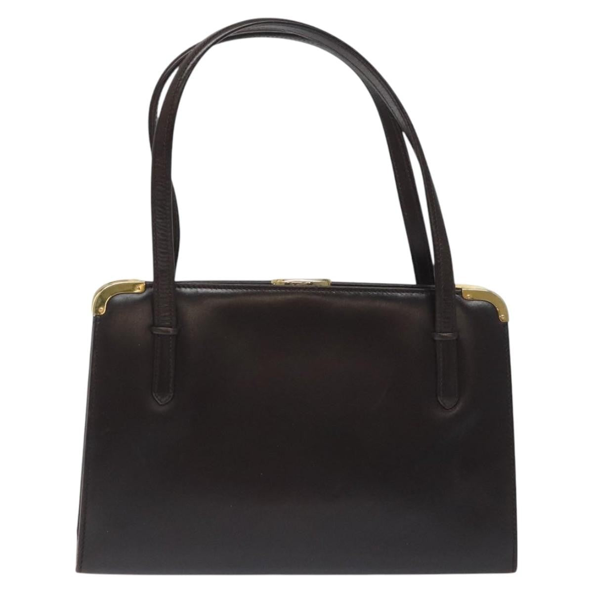 Gucci GUCCI Hand Bag Leather Brown Gold Authentic ep9221