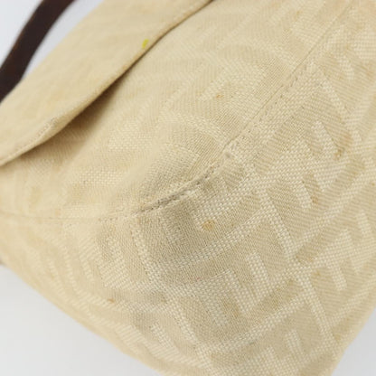 Fendi FENDI Zucca Canvas Mamma Baguette Shoulder Bag Beige Silver Authentic 162335