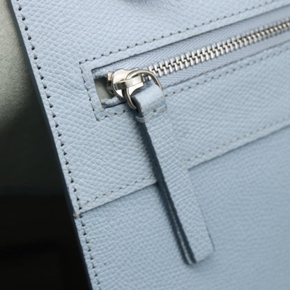 Celine CELINE Horizontalkava Tote Bag Leather Light Blue Silver Authentic BA10939