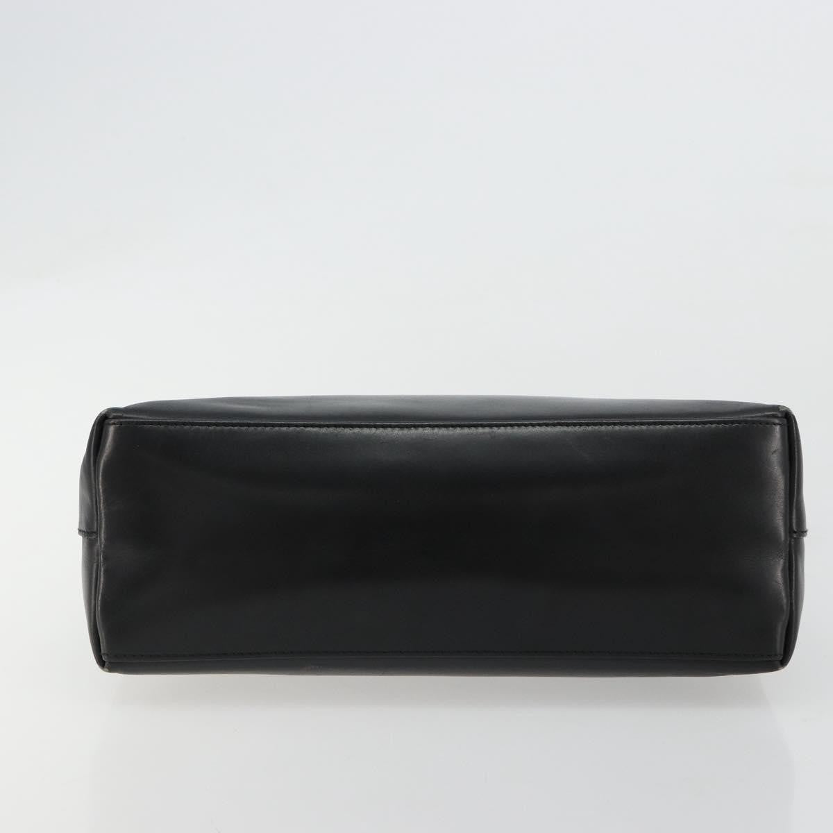 Gucci GUCCI Bamboo Shoulder Bag Leather Black Gold 001 3008 Authentic 182382