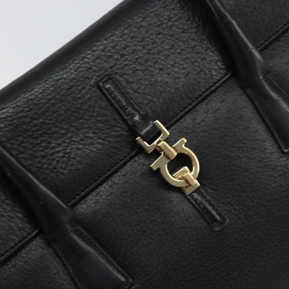Salvatore Ferragamo Salvatore Ferragamo Gancini Hand Bag Leather Black Gold Authentic 157314
