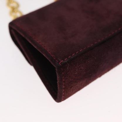 Salvatore Ferragamo Salvatore Ferragamo Chain Gancini Shoulder Bag Suede Purple Gold Authentic 152790