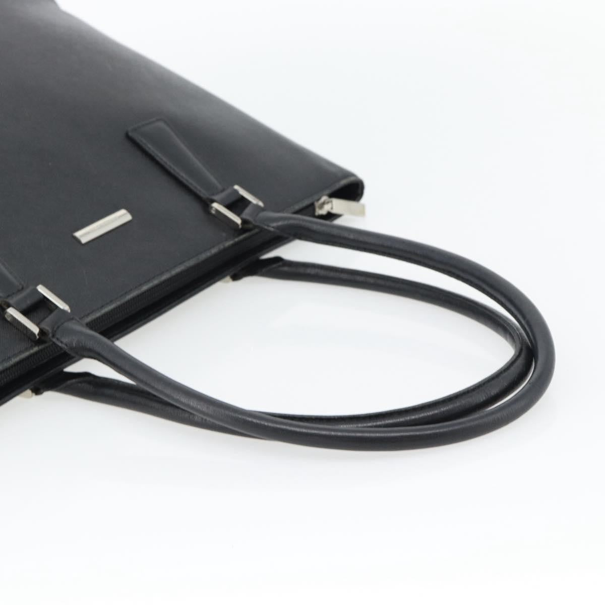 Burberry BURBERRY Tote Bag Leather Black Silver Authentic 182424