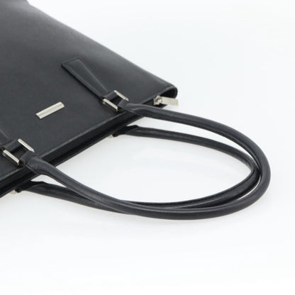 Burberry BURBERRY Tote Bag Leather Black Silver Authentic 182424