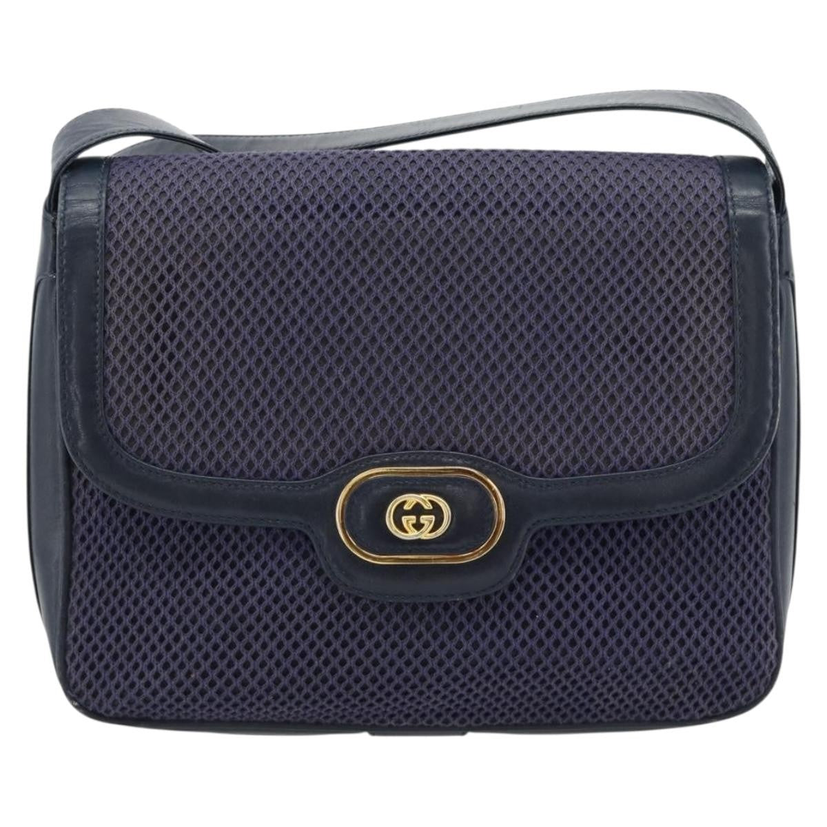 Gucci GUCCI Shoulder Bag Leather Purple Gold Authentic 180820