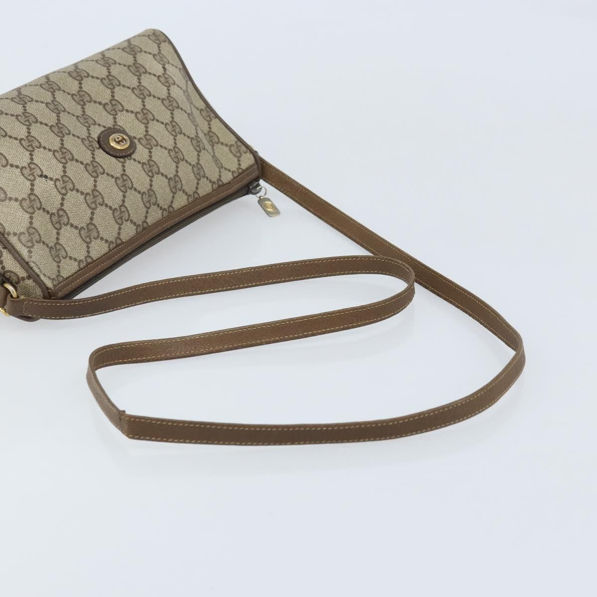 Gucci GUCCI GG Supreme Shoulder Bag PVC Beige Gold 89 01 021 Authentic ka3575