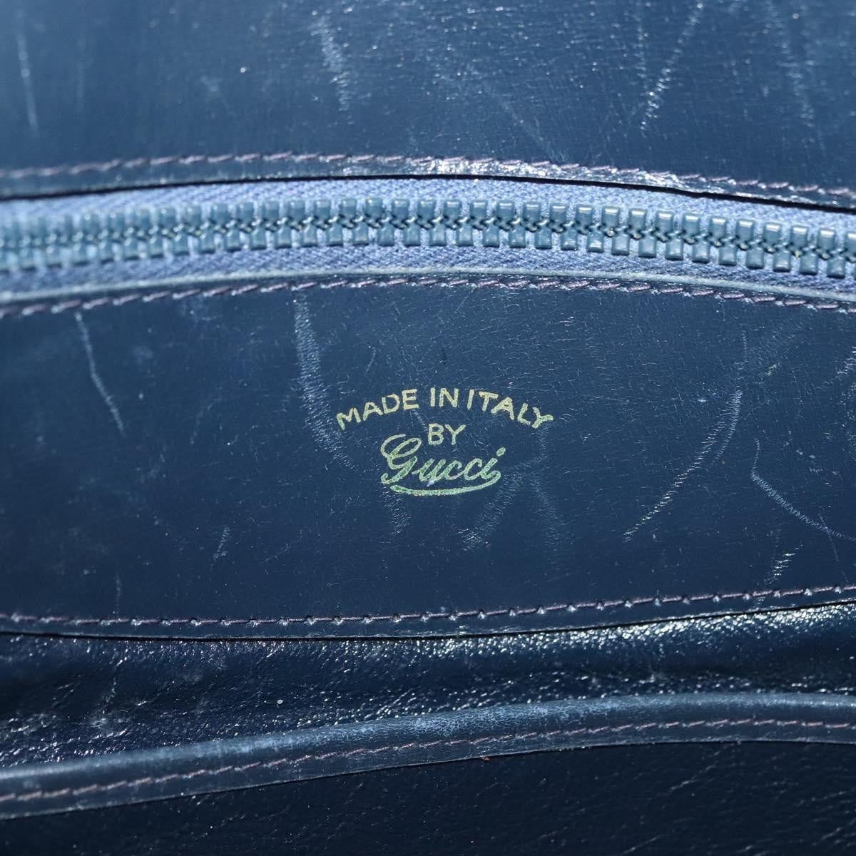 Gucci GUCCI Shoulder Bag Suede Navy Gold Authentic ep10549