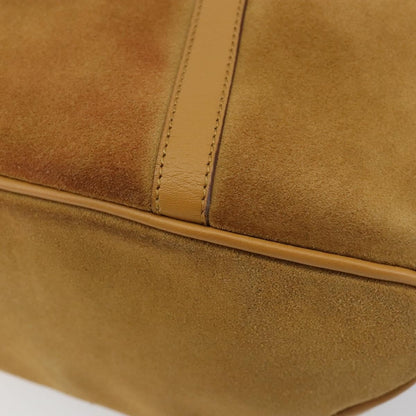 Gucci GUCCI Bamboo Hand Bag Suede Brown Silver Authentic ep11709
