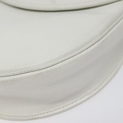 Dior Christian Dior Shoulder Bag Leather White Gold Authentic BA1797