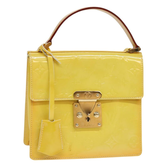 Louis Vuitton LOUIS VUITTON Monogram Vernis Spring Street Bag Lime Yellow M91068 Authentic 86715