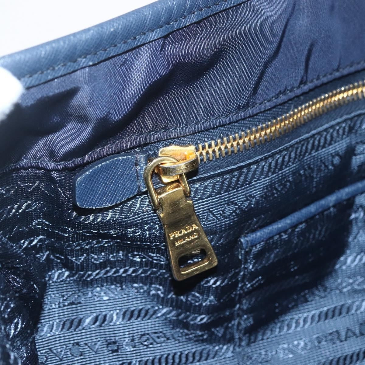 Prada PRADA Tote Bag Nylon Navy Gold Authentic 166304