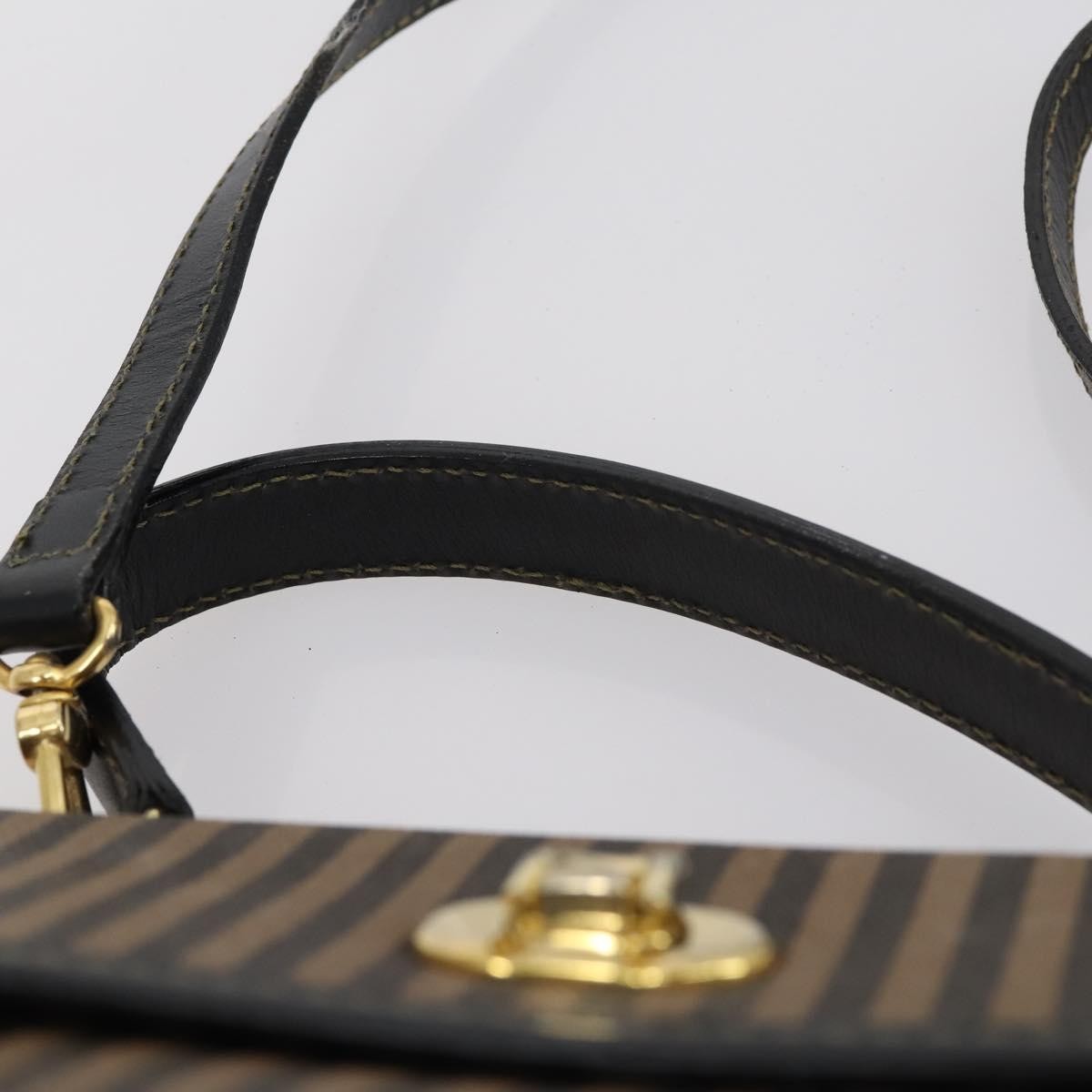 Fendi FENDI Pecan Canvas Hand Bag 2way Black Brown Authentic mr1555