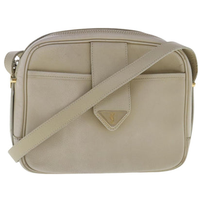Saint Laurent SAINT LAURENT Shoulder Bag Leather Beige Gold Authentic bs19024