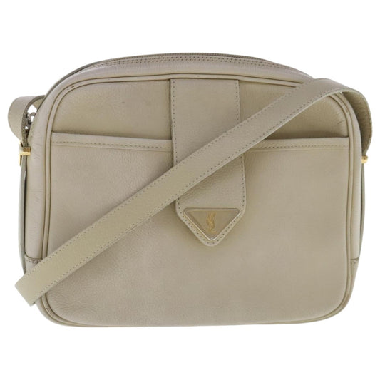 Saint Laurent SAINT LAURENT Shoulder Bag Leather Beige Gold Authentic bs19024