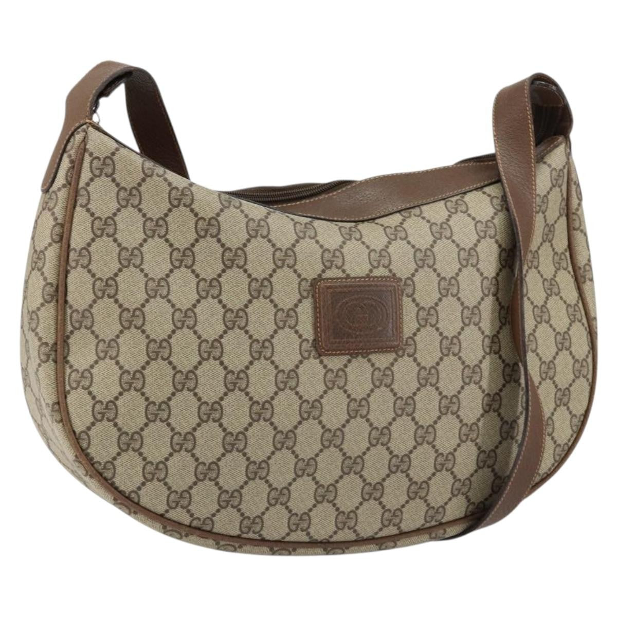 Gucci GUCCI GG Supreme Shoulder Bag PVC Beige Gold Authentic ep12173