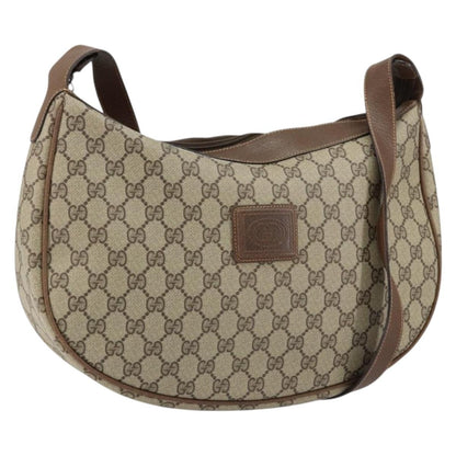 Gucci GUCCI GG Supreme Shoulder Bag PVC Beige Gold Authentic ep12173