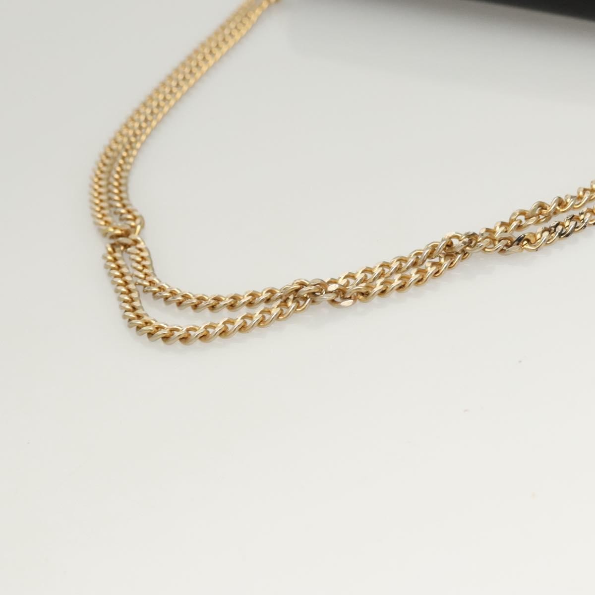Dior Christian Dior Chain Shoulder Bag Leather Black Gold Authentic BA2045