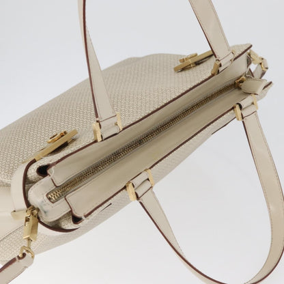 Salvatore Ferragamo Salvatore Ferragamo Gancini Hand Bag Leather 2way Ivory Gold Authentic 172181