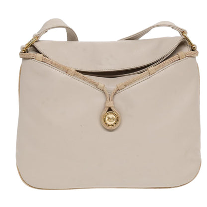 Celine CELINE Horse Carriage Shoulder Bag Leather Beige Gold Authentic 90216