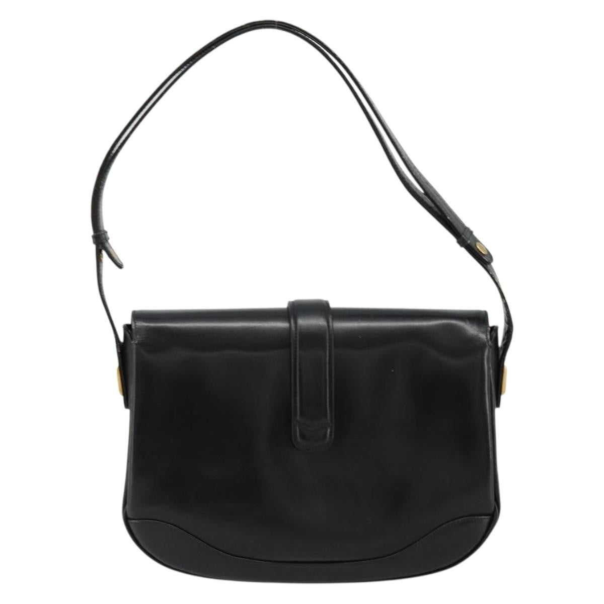 Gucci GUCCI Shoulder Bag Leather Black Gold Authentic 177992