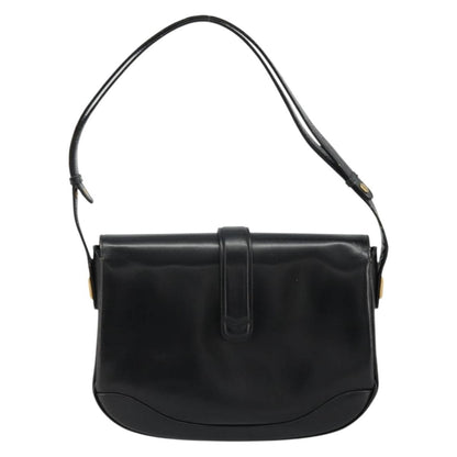 Gucci GUCCI Shoulder Bag Leather Black Gold Authentic 177992
