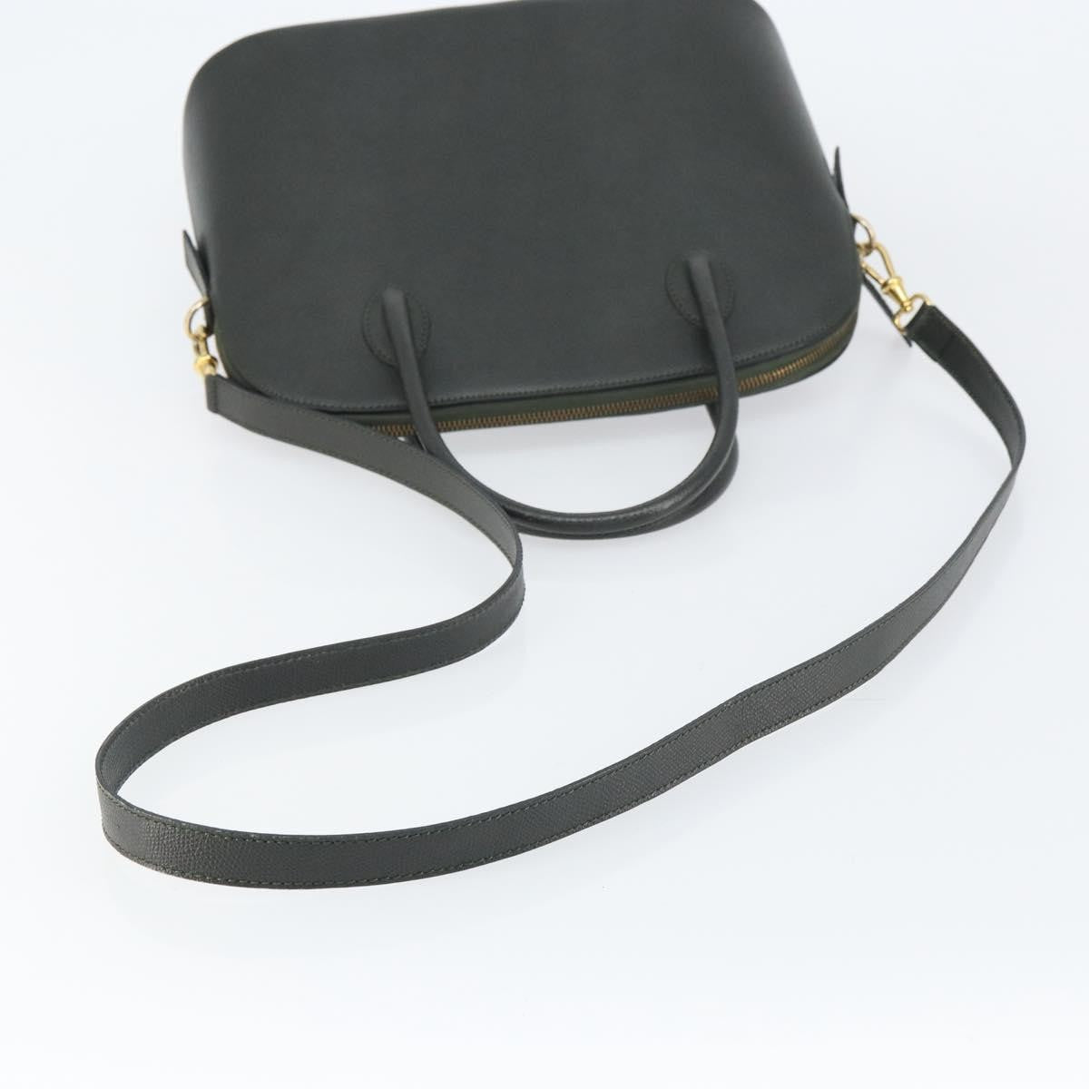 Celine CELINE Hand Bag Leather 2way Green Gold Authentic 161118
