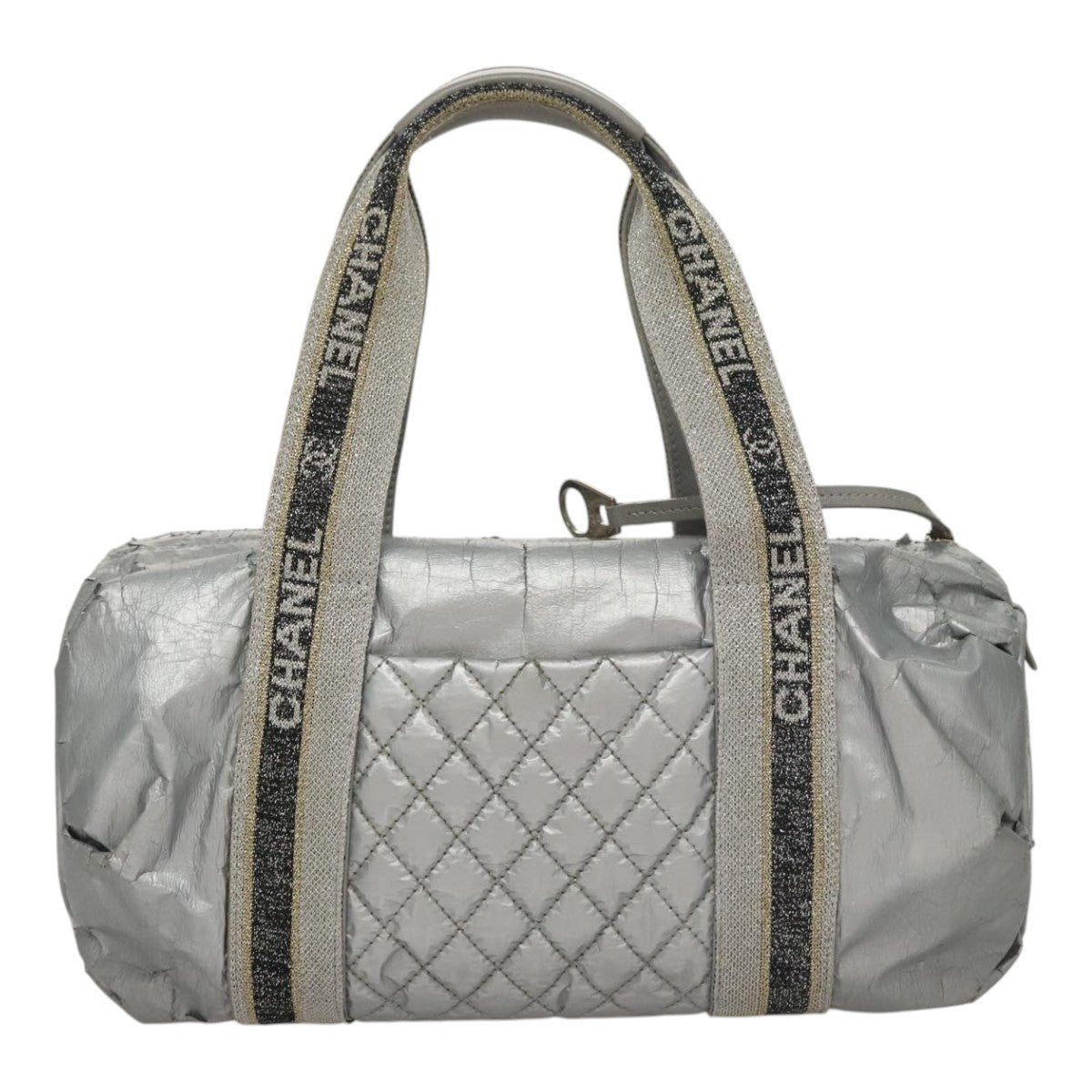 Chanel CHANEL Sports Hand Bag Coated Canvas Silver CC Authentic bs21669