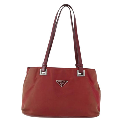 Prada PRADA Hand Bag Nylon Red Silver Authentic 170383