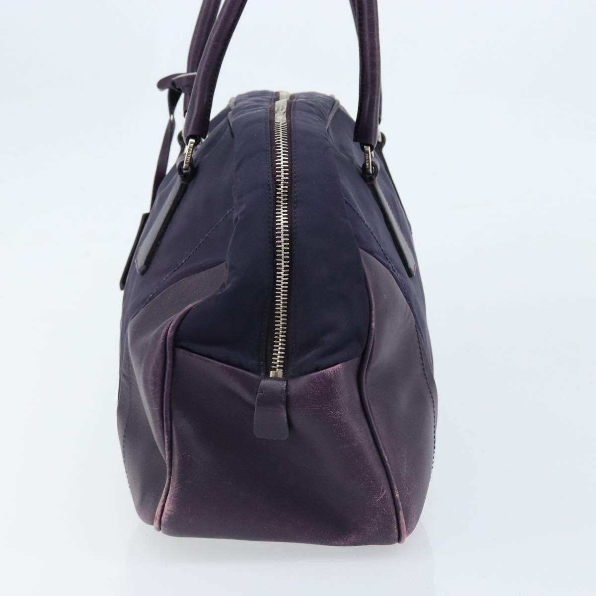 Prada PRADA Boston Bag Nylon Purple Silver Authentic ep13475