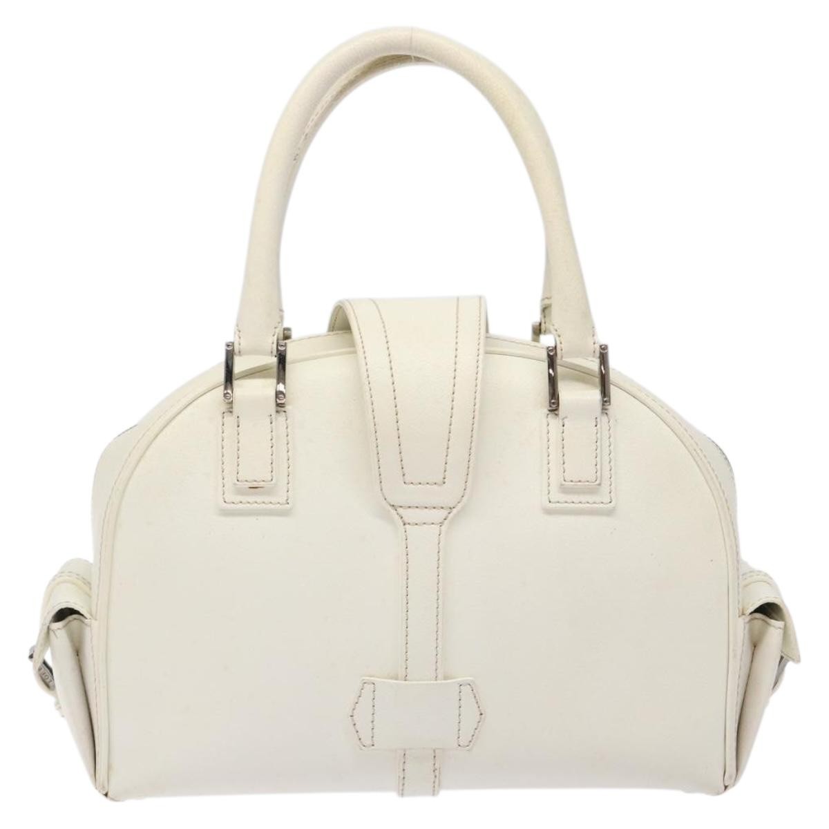 Loewe LOEWE Hand Bag Leather White Silver Authentic BA5296