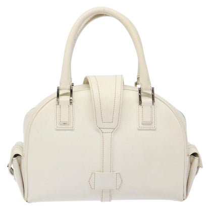 Loewe LOEWE Hand Bag Leather White Silver Authentic BA5296