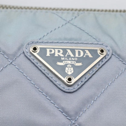 Prada PRADA Shoulder Bag Nylon Enamel Light Blue Silver Authentic 160526