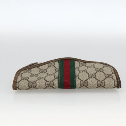 Gucci GUCCI GG Supreme Web Sherry Line Clutch Bag PVC Beige Authentic 174212