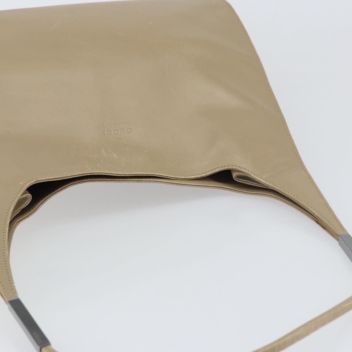 Gucci GUCCI Shoulder Bag Leather Beige Silver 001 3167 Authentic 151609