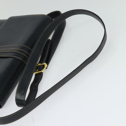 Gucci GUCCI Shoulder Bag Leather Navy Gold Authentic BD2006