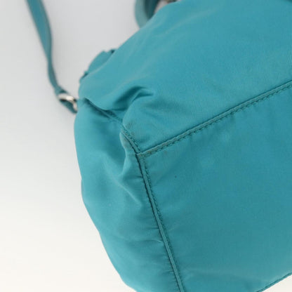 Prada PRADA Hand Bag Nylon 2way Turquoise Blue Silver Authentic gh1880A