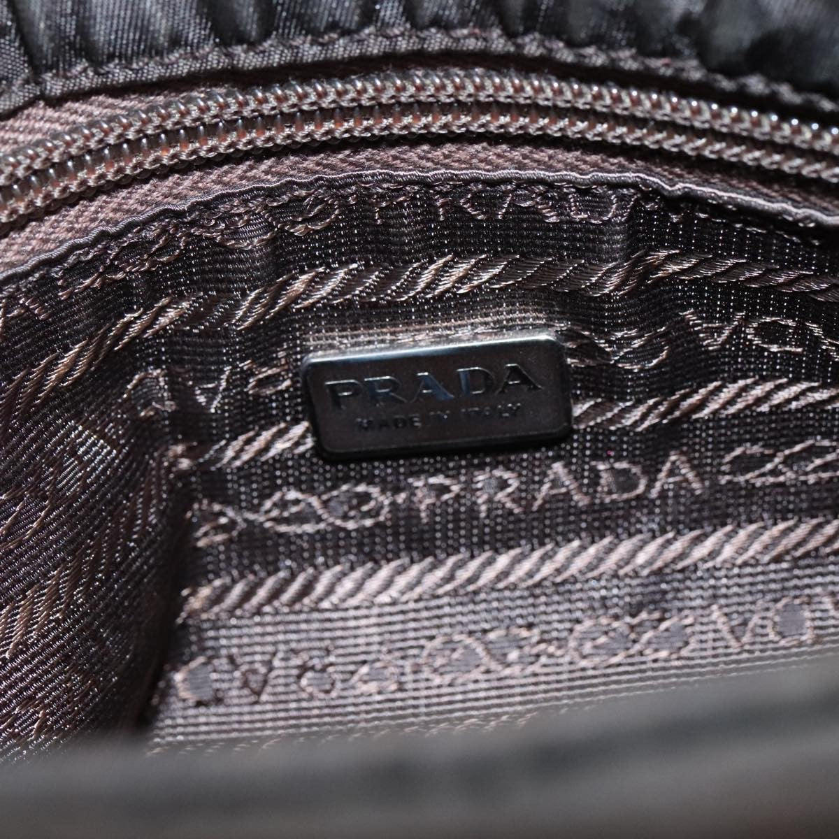 Prada PRADA Hand Bag Nylon Brown Silver Authentic bs20899