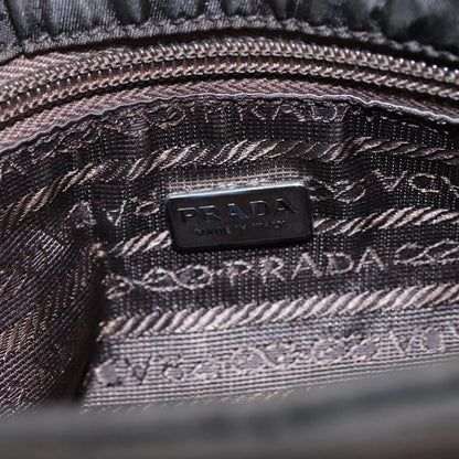 Prada PRADA Hand Bag Nylon Brown Silver Authentic bs20899
